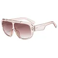 Occhiali da sole aviator oversize champagne con lenti sfumate marroni e cerniera a T argento - Montatura Champagne Lenti Tè