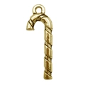 Antique gold finish Christmas candy cane metal pendant for DIY jewelry making - 1pc Candy Cane 10x27mm