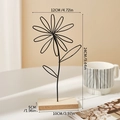 Black metal sunflower iron art decor on rectangular wooden base for home ornaments - 10-Petal Flower-Black