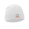 White knit baby beanie featuring cute bear embroidery and premium ribbed texture details - White Bear - Single Hat