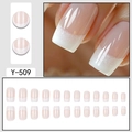 Faux ongles French ombré avec paillettes argentées et pointes blanches, 24 pièces - Dégradé Français Rose Nude Paillettes Argent (Y-509)