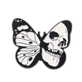 Gothic butterfly skull enamel pin in black and white finish for creative dark style - Side Profile Skull Insect