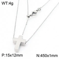 Silver stainless steel cross pendant necklace with adjustable chain and product specs - Steel Necklace (KN290515-Z)