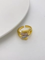 Three-layer 18K gold plated ring with micro-set zircon stones in an open adjustable design - Double Row Zirconia Open Style / Gold