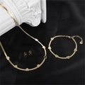 Detailed view of 18k gold plated stainless steel jewelry set with heart snake chains - Heart (S00058G-5)