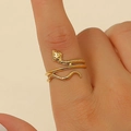 Adjustable golden snake ring for women featuring intricate textured snake head and body - 18K Gold Plated Dainty Snake (10553)