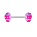 Macro view of pink Easter egg nipple ring jewelry with decorative wave patterns - Single Piece Price / Easter Egg Style (#6)