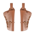Brown vintage steampunk PU leather arm guards with brass rivets and adjustable straps - New Star Left And Right Holsters
