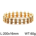 Bracciale punk con rivetti dorati e design a doppia catena per uomo, 200x16mm - 16mm Color Oro (KB100103-K)