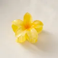 Gradient yellow plumeria hair claw clip with matte resin finish for ponytail styling - Sunrise Yellow [8cm Large]