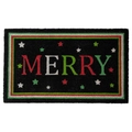 Macro detail of Merry Christmas door mat made of durable coir with festive star patterns - 40*60cm / Christmas Mat-24