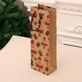Christmas kraft paper wine gift bag with Santa Claus pattern and sturdy rope handles - Kraft Paper [Style 4 - Cute Santa]