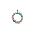 Rainbow-colored round stainless steel pendant with transparent glass window for charms - 25mm Multicolor - Screw Open