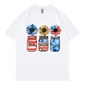 White oversized t-shirt with patriotic God Bless America graphic and sunflower print - XS / White