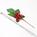 Artificial red berry branch with green leaves for Christmas home decor, 25cm length - 12-Berry Waxberry Branch / 26cm