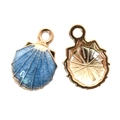 Sky blue shell pendant charm with golden border for DIY jewelry making accessories - Shell / Blue
