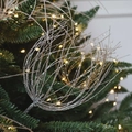 Sparkling silver glitter Christmas tree pick with abstract floral nest design - Flower Pick - Aesthetic Silver 31CM