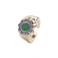 Anello aperto placcato oro con fiore smiley in smalto colorato e fascia ondulata - Aperto Regolabile / Viola