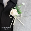 Cremefarbene Rosen-Ansteckblume mit Goldband für Hochzeitsanzüge, 7x14cm, 8g Gewicht - Hellchampagner