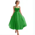Elegante abito da ballo in tulle verde brillante con spalline sottili e scollo a cuore - Verde / US size 2 (S)
