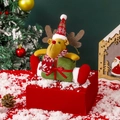 Kerst pluche rendier hanger met groene geschenkdoos voor kerstboom en huis decoratie - Eland Stijl
