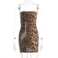 Detailed view of shimmering sequins and classic leopard print texture on a mini dress - S / Leopard Print