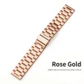Cinturino per orologio in acciaio inossidabile a tre maglie in elegante finitura oro rosa - 18mm / Oro Rosa (Solido)