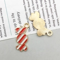 Detail of candy-shaped enamel pendants with red and white stripes for DIY jewelry making - Red Candy (21*10mm)