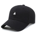 Classic black cotton baseball cap with embroidered letter A patch, 45-degree angle view - Black