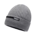 Winter thermal knit beanie in grey with Narason label and ribbed texture - Light Gray
