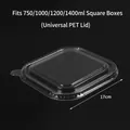 Square transparent PET lid for 750ml to 1400ml disposable kraft paper bowls - Fits 750-1400ml / Square Box PET Lid