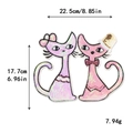 Écusson brodé chat à paillettes avec nœud violet et chapeau doré pour vêtements - Deux Chats Roses