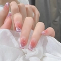 Pink purple cat-eye gradient press-on nails in long square shape for elegant manicure - Pink Purple Gradient Cat Eye Style (XH-87-61)
