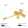 Golden stainless steel bow hair clip with waterproof and hypoallergenic properties - Threaded Bowknot Style (NB-H1012) / 18K Gold / Gold