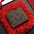 Bruine heren korte portemonnee met vintage textuur en contraststiksel in detailwerk - Donkere Koffie