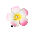 Pink and white gradient plumeria hair clip with a center pearl for beach styling - Pearl Style / 8cm / Pink