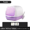 Enclosed purple and white cat litter box with door, 50x37x36cm size for large cats - Large (50*37*36cm) / Lilac Stone