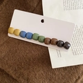 Detailed close-up of colorful resin square beads on a stylish hair clip with display card - Silver Pin - Yellow Blue Green Light Brown Dark Brown