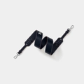 Dark blue leather shoulder strap with white contrast stitching and silver metal clasps - Blue Gold Buckle