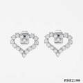 Elegant silver heart stud earrings featuring clear cubic zirconia pavé with hollow center - Silver Earrings (PDE2190)