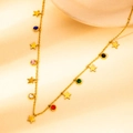 Collier en acier inoxydable doré avec étoiles et pendentifs en zircon colorés - Collier Étoile en Zircone Multicolore