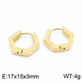 Minimalist geometric hexagon earrings in polished gold finish with size and weight info - Gold (KE99198-KFC)