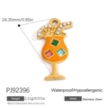 Cocktail glass pendant in 18K gold plated stainless steel with colorful crystals - PJ92396-Cocktail Glass