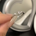 Vintage S925 sterling silver open ring with square gemstone, pearl and diamond accents - JZ0952-Square Zircon Pearl
