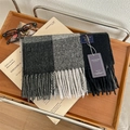 Classic British style black and grey plaid scarf with fringe in soft cashmere-like material - 8# Grey Black Plaid