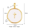 Religious golden brass cross pendant with white enamel inlay for DIY jewelry design - K074351HFL1K2 Cross White Disc