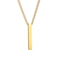 Polished gold stainless steel bar pendant necklace with flat link chain - Curb Chain 50CM / Gold