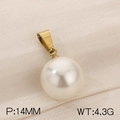Minimalist DIY white 14mm pearl pendant with golden steel clasp weighing 4.3g - Gold Style (KP120443-Z)