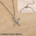 Polished silver titanium steel necklace featuring a minimalist 3D letter X pendant - Silver Letter X (KN287019-Z)