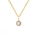 14K gold plated stainless steel necklace featuring a crystal April birthstone pendant - April White - Gold